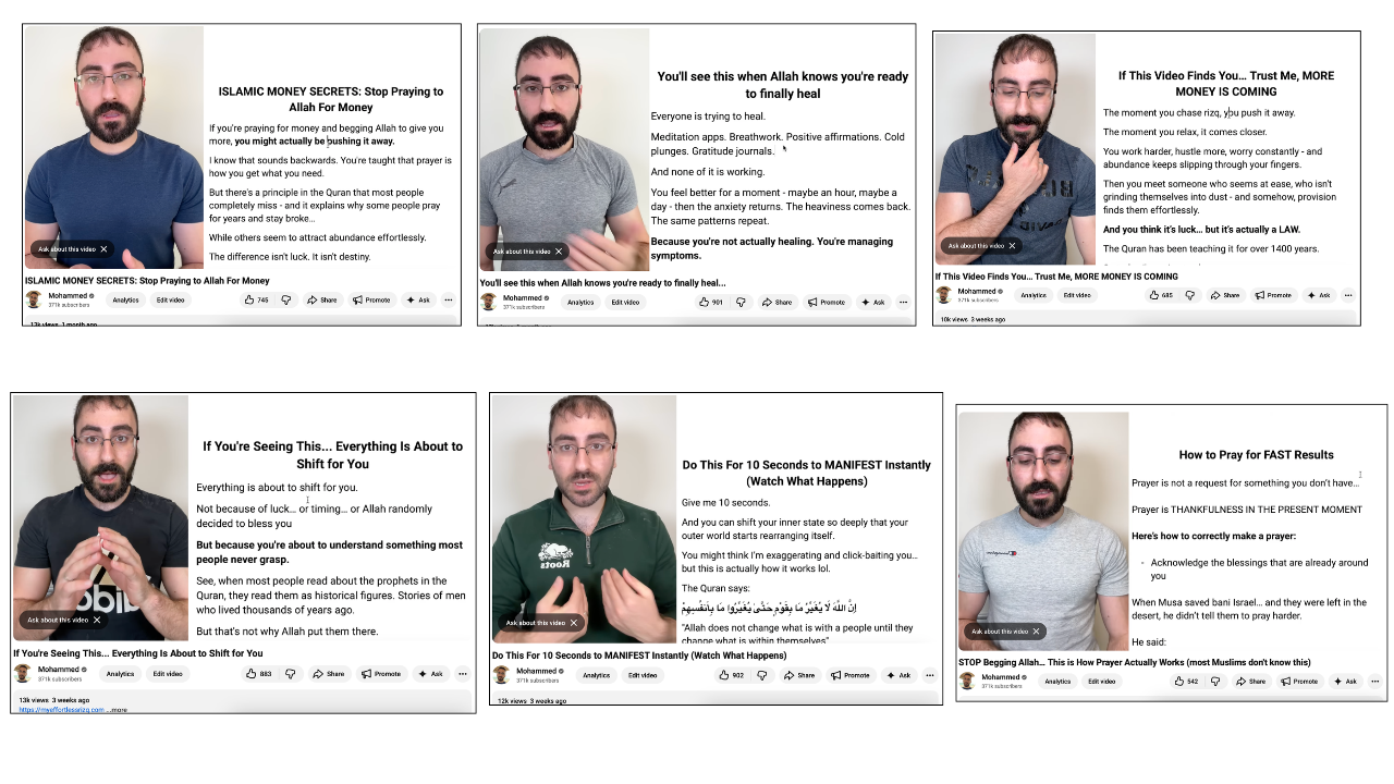 Mohammed speaking and teaching on YouTube